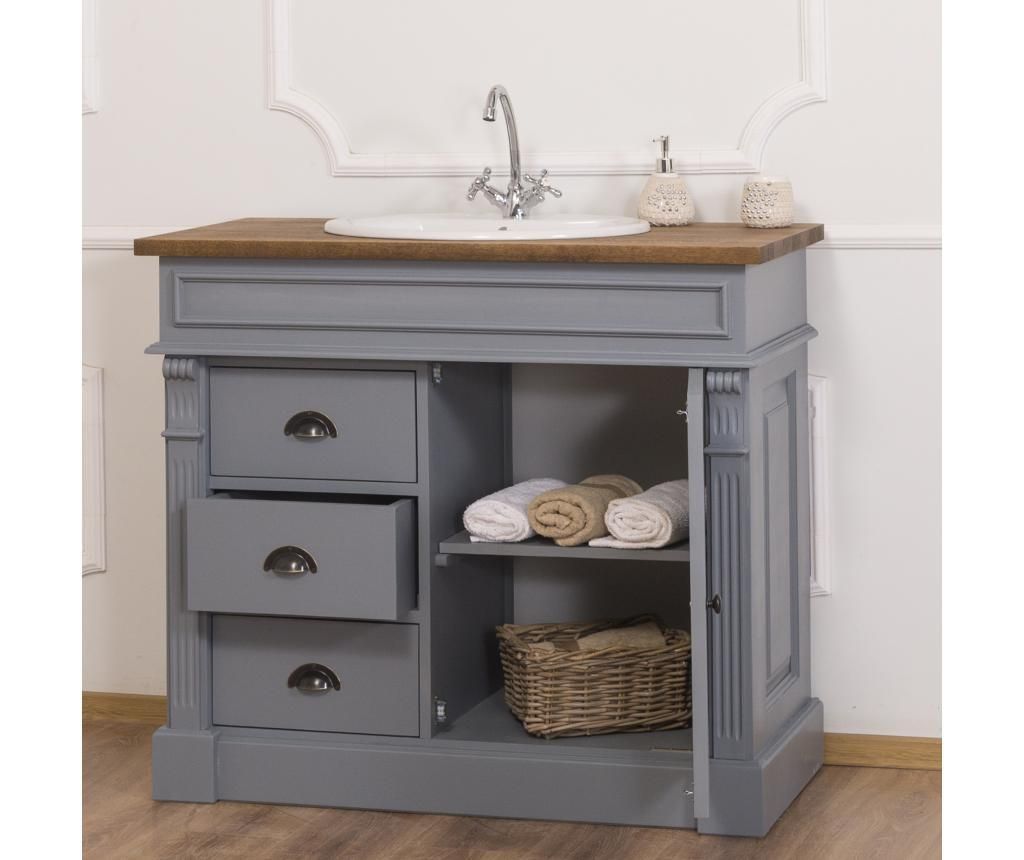 Dulap de baie cu lavoar Szel Mob, lemn de brad, 103x51x91 cm - Szel Mob, Albastru - 2 | YEO