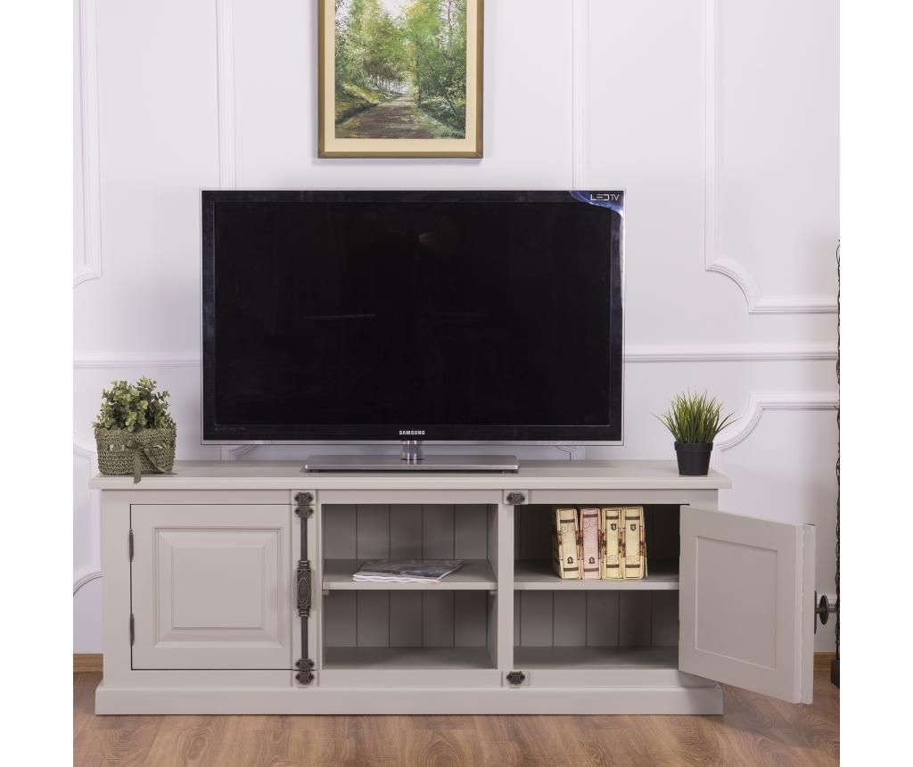 Comoda TV Szel Mob, lemn de brad, 160x46x60 cm - Szel Mob, Gri & Argintiu - 1 | YEO