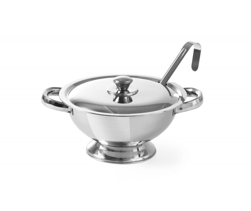 Bol pentru supa cu capac Hendi, inox, ⌀27 cm, 27x27x12 cm – Hendi, Gri & Argintiu Hendi imagine 2022