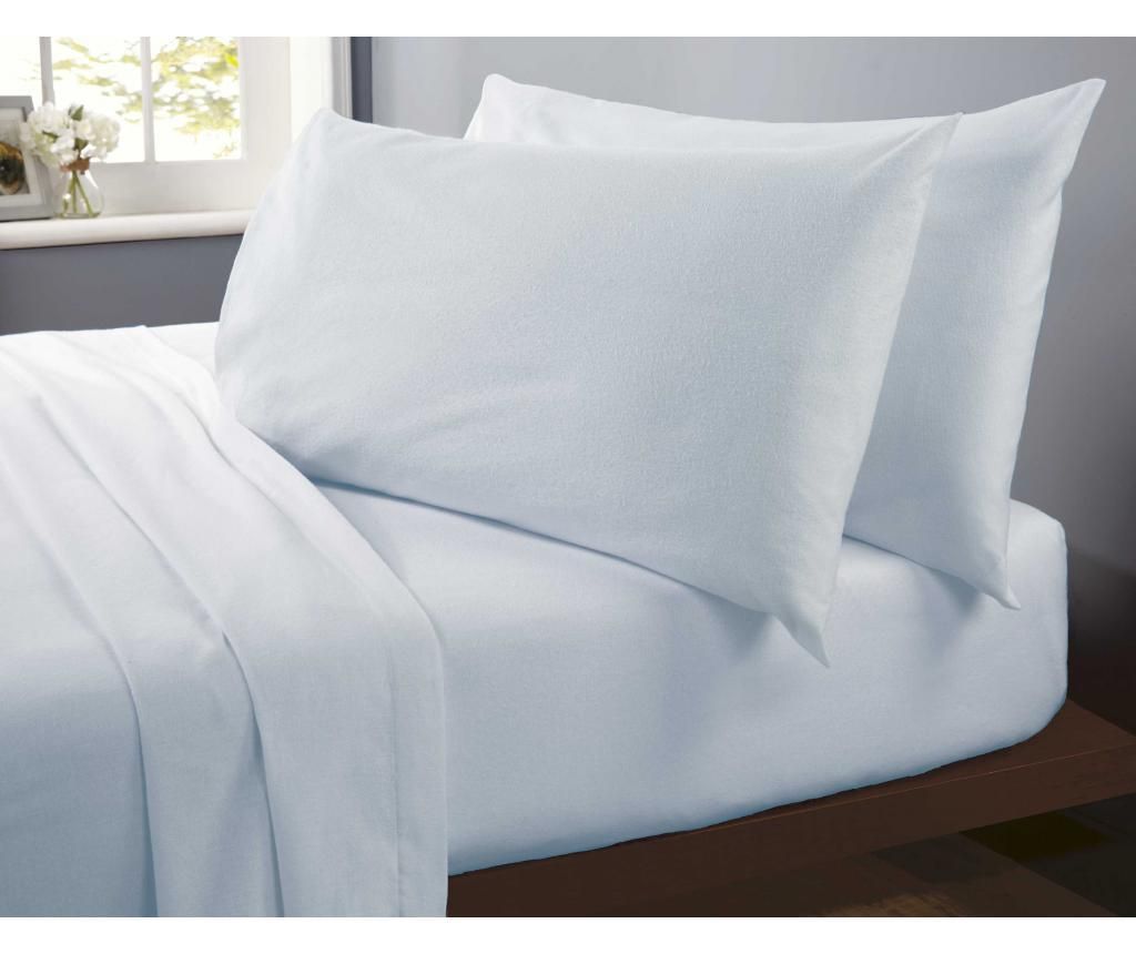 Cearsaf de pat cu elastic Single Flannelette Blue - Rapport Home, Albastru