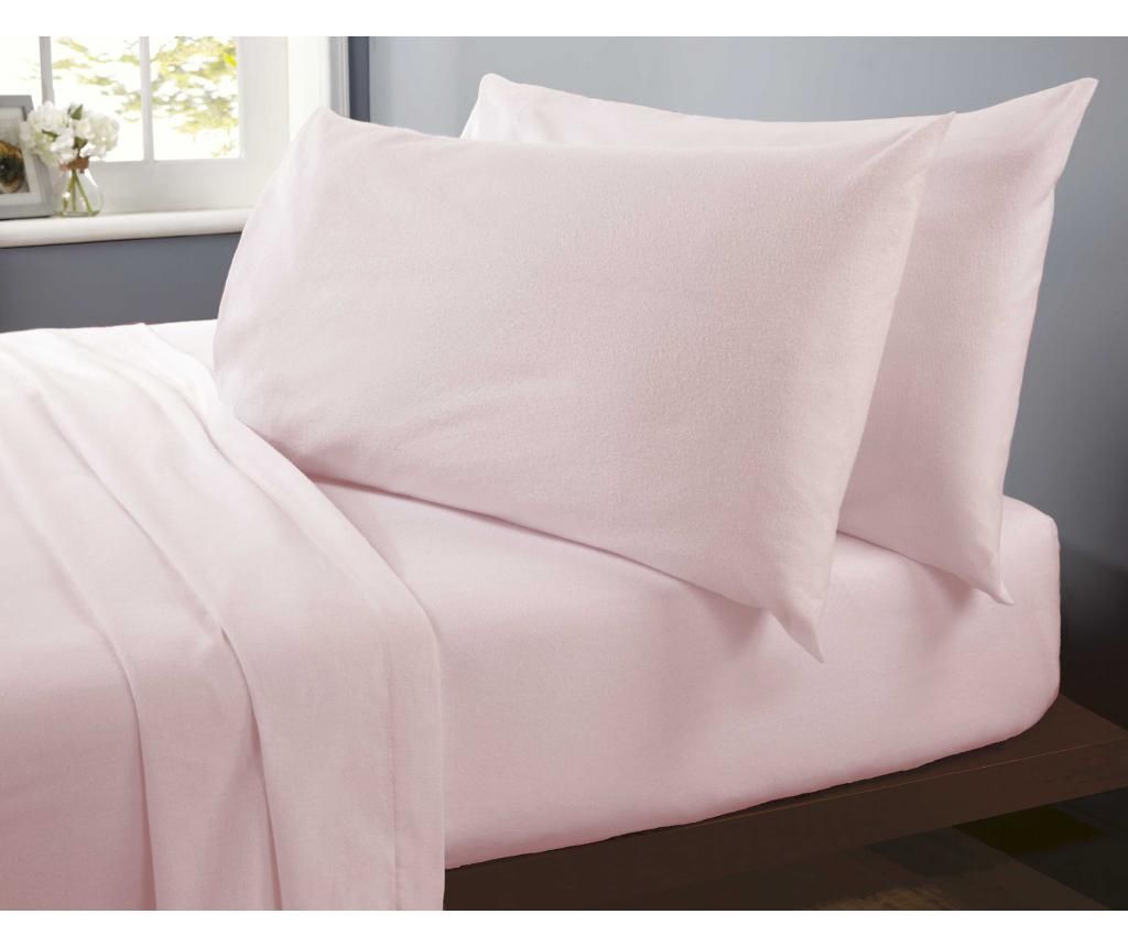 Cearsaf de pat cu elastic Flannelette Pink - Rapport Home, Roz