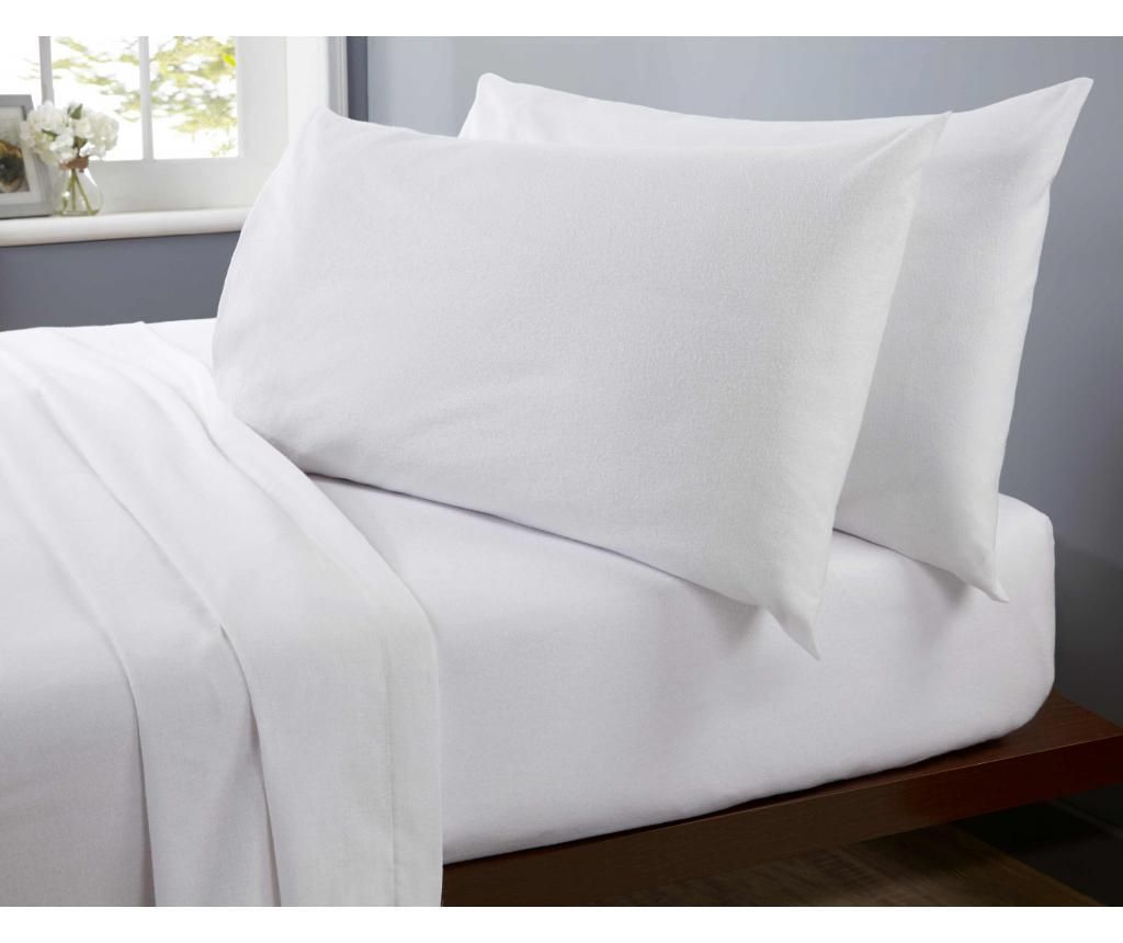Cearsaf de pat cu elastic Single Flannelette White - Rapport Home, Alb