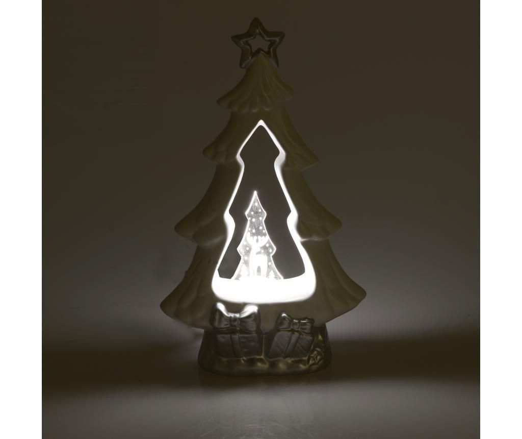 Decoratiune cu LED Inart, Xmas Tree, ceramica, 17×8 cm – inart, Alb,Gri & Argintiu inart