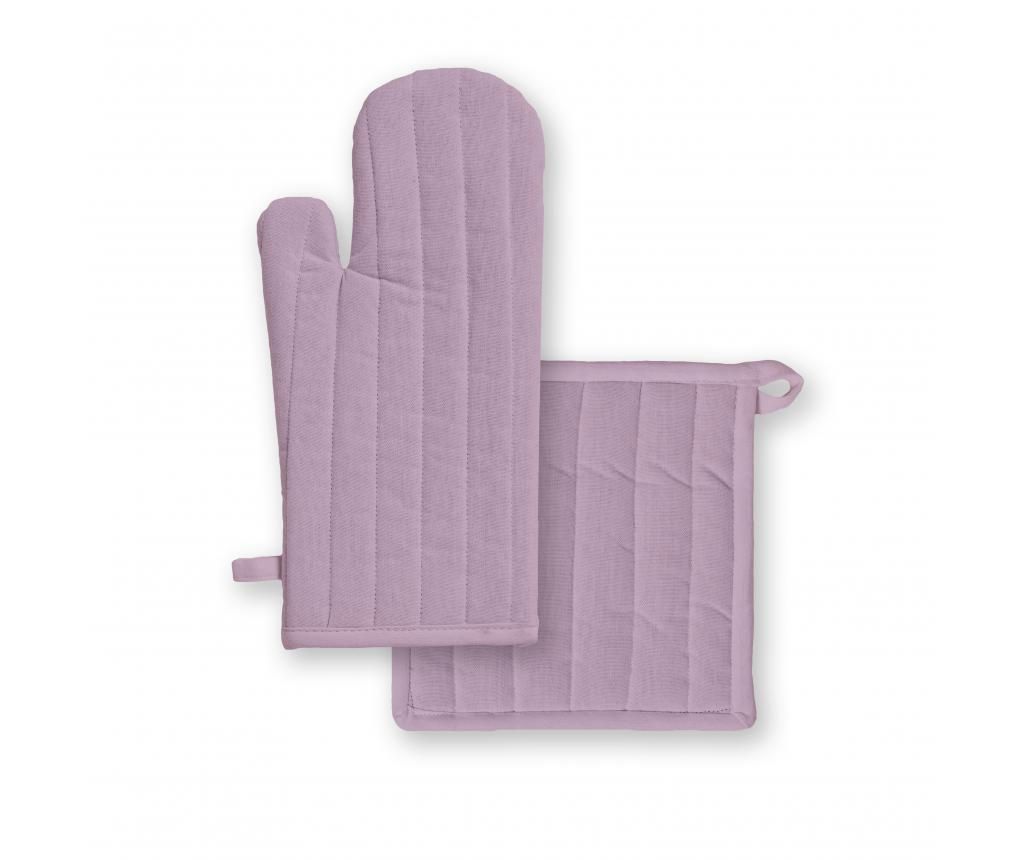 Set manusa de bucatarie si suport pentru vase fierbinti Plain Poudre de Lilas