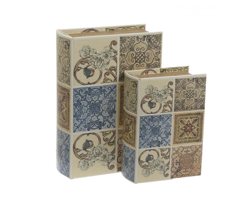 Set 2 cutii tip carte Madelina - inart, Multicolor