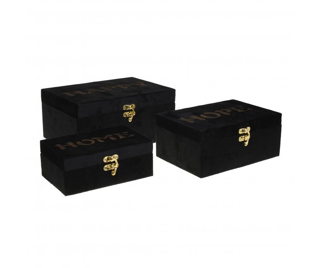 Set 3 cutii pentru bijuterii Bertina – inart, Negru inart