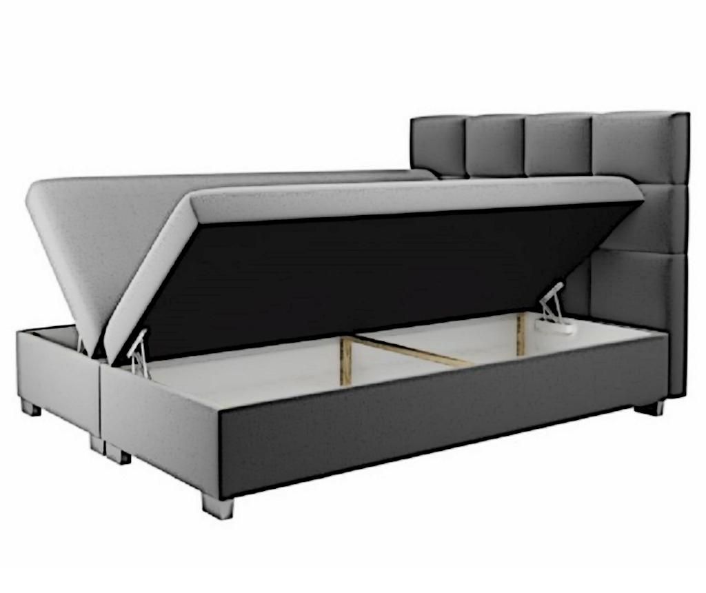 Pat boxspring cu spatiu pentru depozitare Kanada Cappuccino 180x200 cm