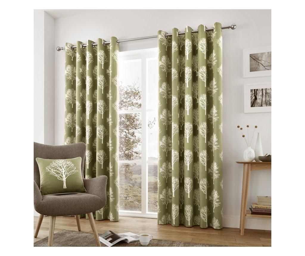 Set 2 draperii Woodland Trees Green 229x229 cm