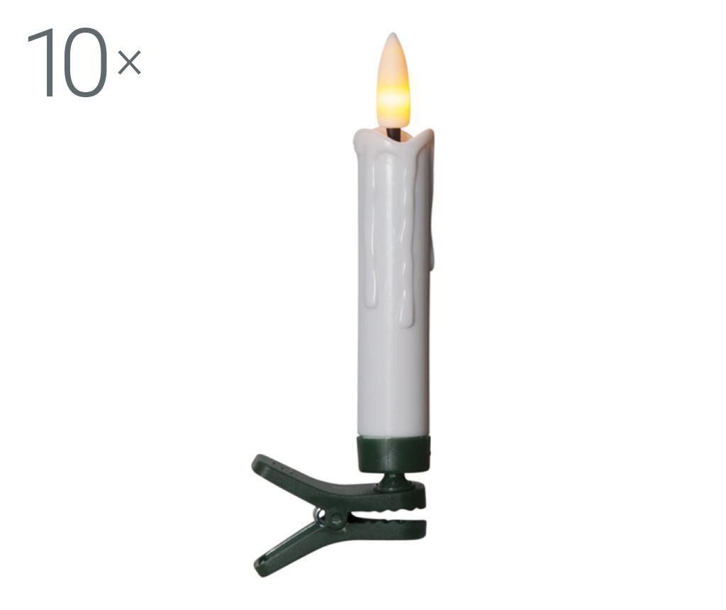 Set de 10 lumanari pentru bradul de Craciun Flamme - Best Season, Alb