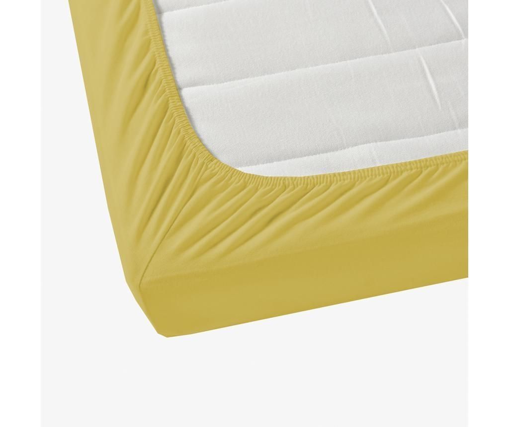 Cearsaf de pat cu elastic Tabitha Yellow 100x200 cm