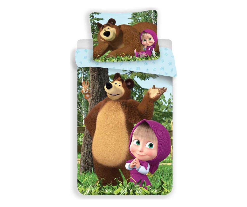 Set de pat Single Ranforce Masha And The Bear, Masha and the Bear, bumbac ranforce - Masha and the Bear, Multicolor