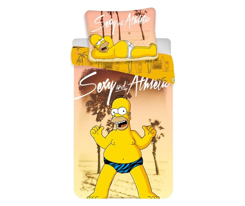 Set de pat Single Ranforce Homer Simpson – The Simpsons, Multicolor The Simpsons