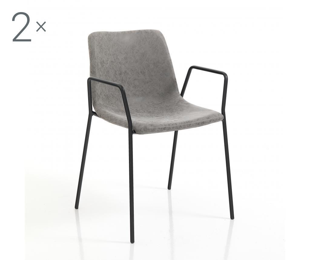 Set 2 scaune Tomasucci, Viktoria Gray, 56x53x78 cm – Tomasucci, Gri & Argintiu Tomasucci pret redus