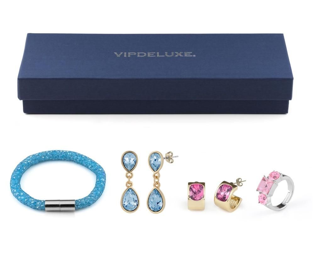 Set bijuterii 4 piese VipDeluxe Blue And Rose - VipDeluxe, Albastru