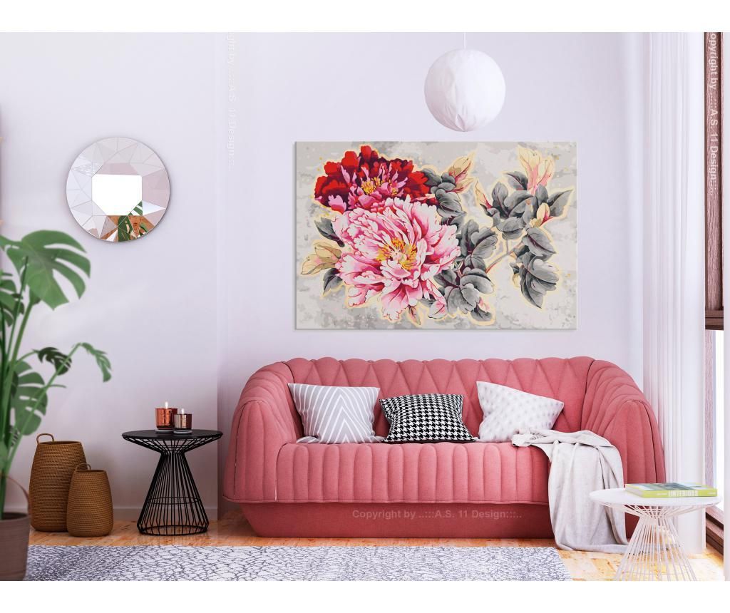 Kit tablou canvas DIY dupa numere Beautiful Peonies 80×120 cm – Artgeist, Multicolor Artgeist
