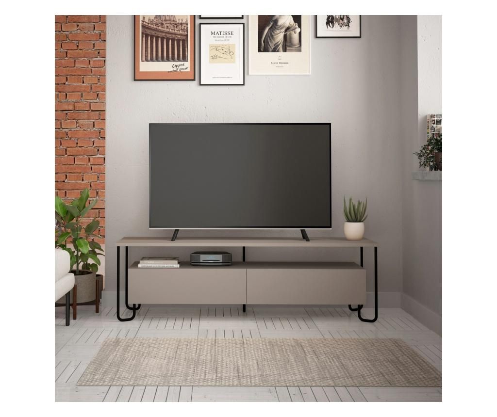 Comoda TV Decortie, PAL melaminat, 150x42x45 cm - Decortie, Gri & Argintiu