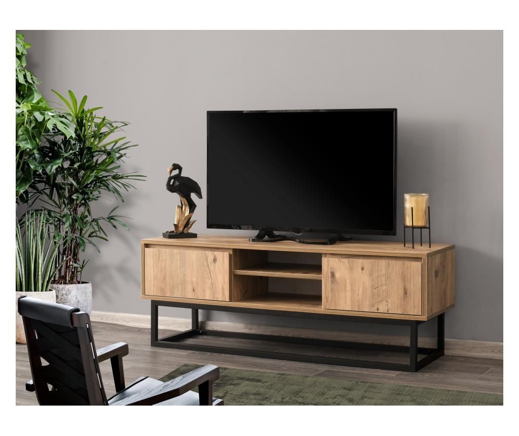 Comoda TV Kalune Design, PAL melaminat, 140x40x50 cm – Kalune Design, Negru Kalune Design
