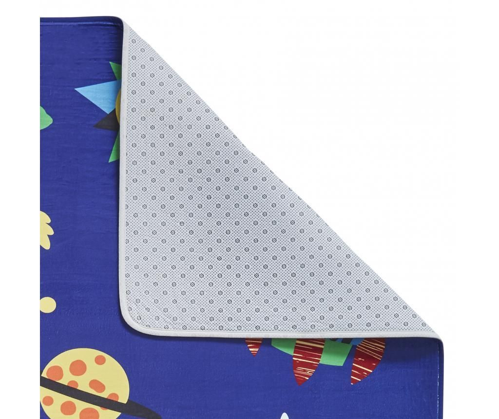 covor, copii, planete, rachete, OZN, albastru, multicolor