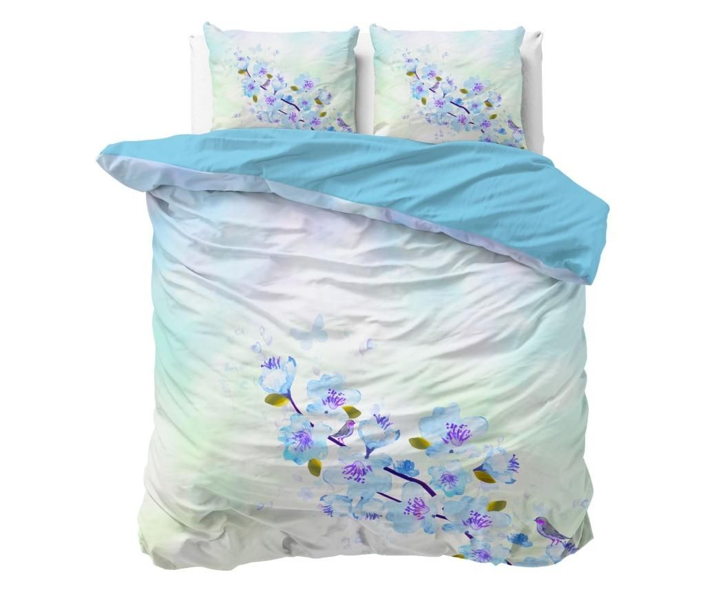 Set de pat King Sweet Flowers Blue Blauw