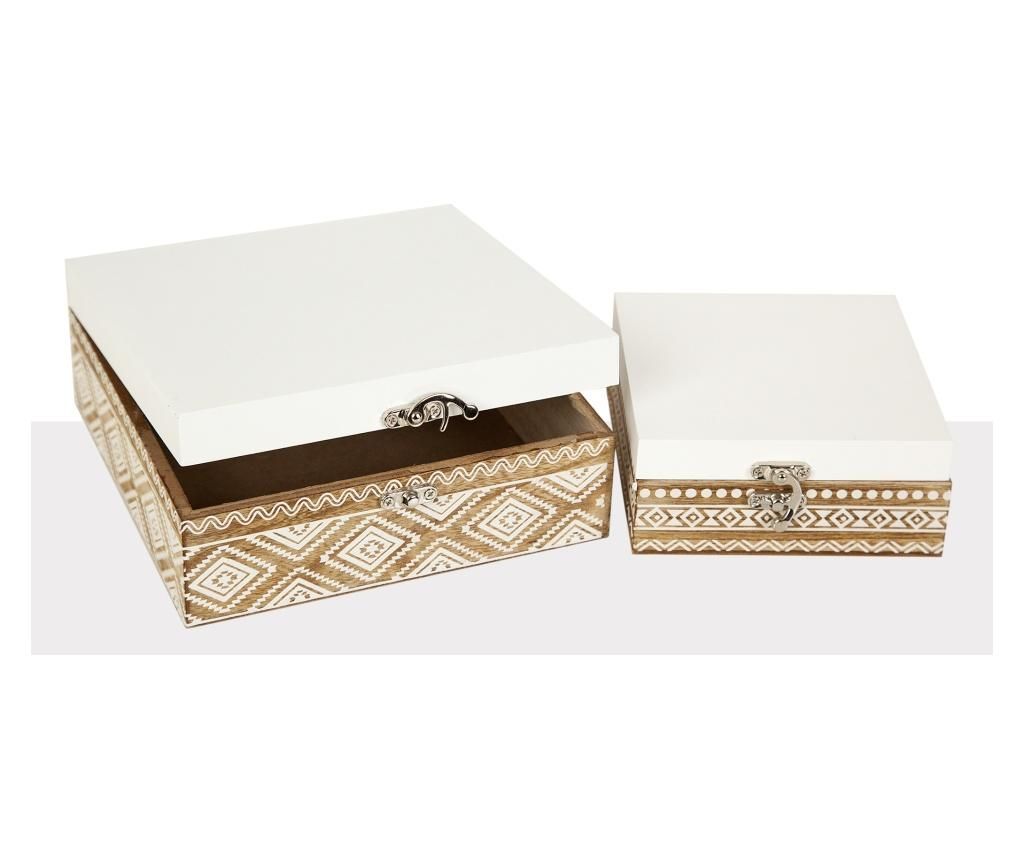 Set 2 cutii pentru bijuterii Rozanne – Romimex, Alb Romimex pret redus