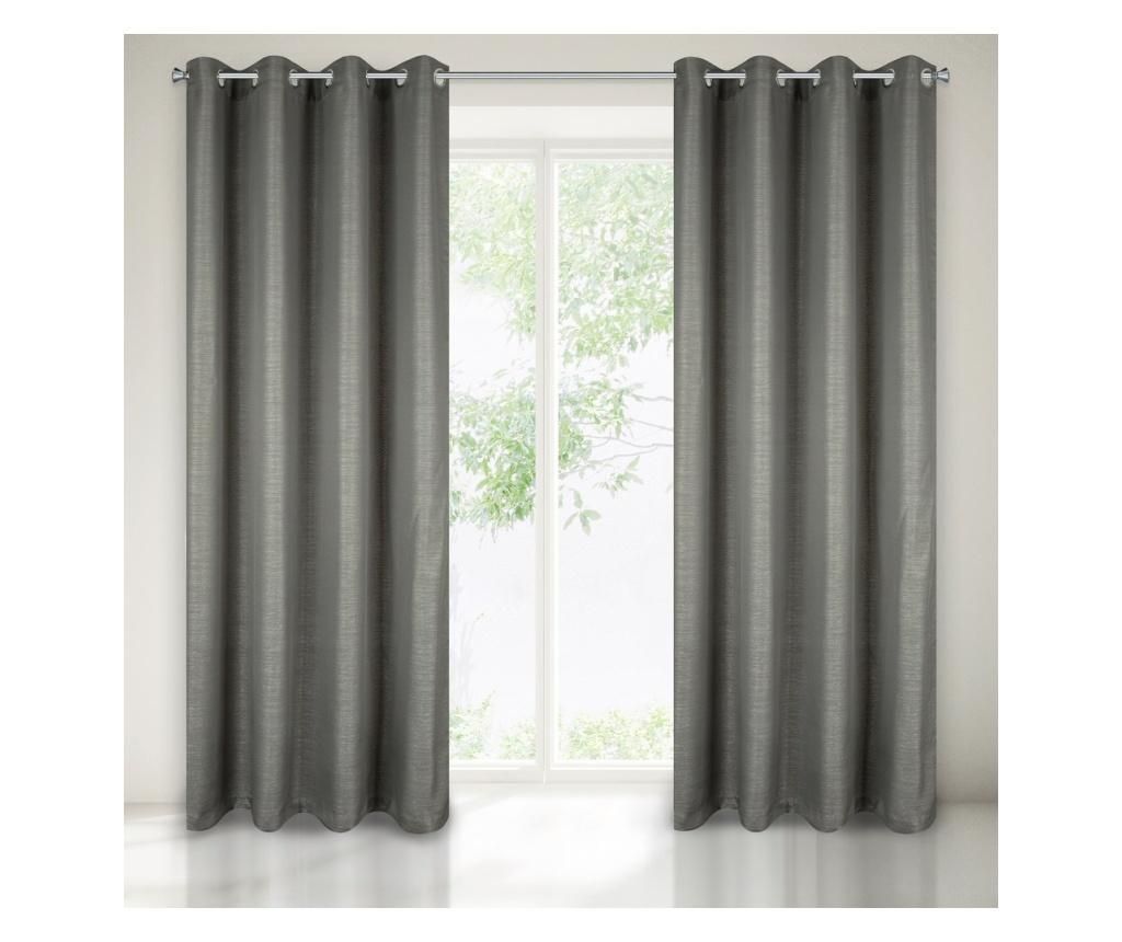 Draperie Anja Grey & Silver Rings 140x250 cm - Eurofirany, Gri & Argintiu