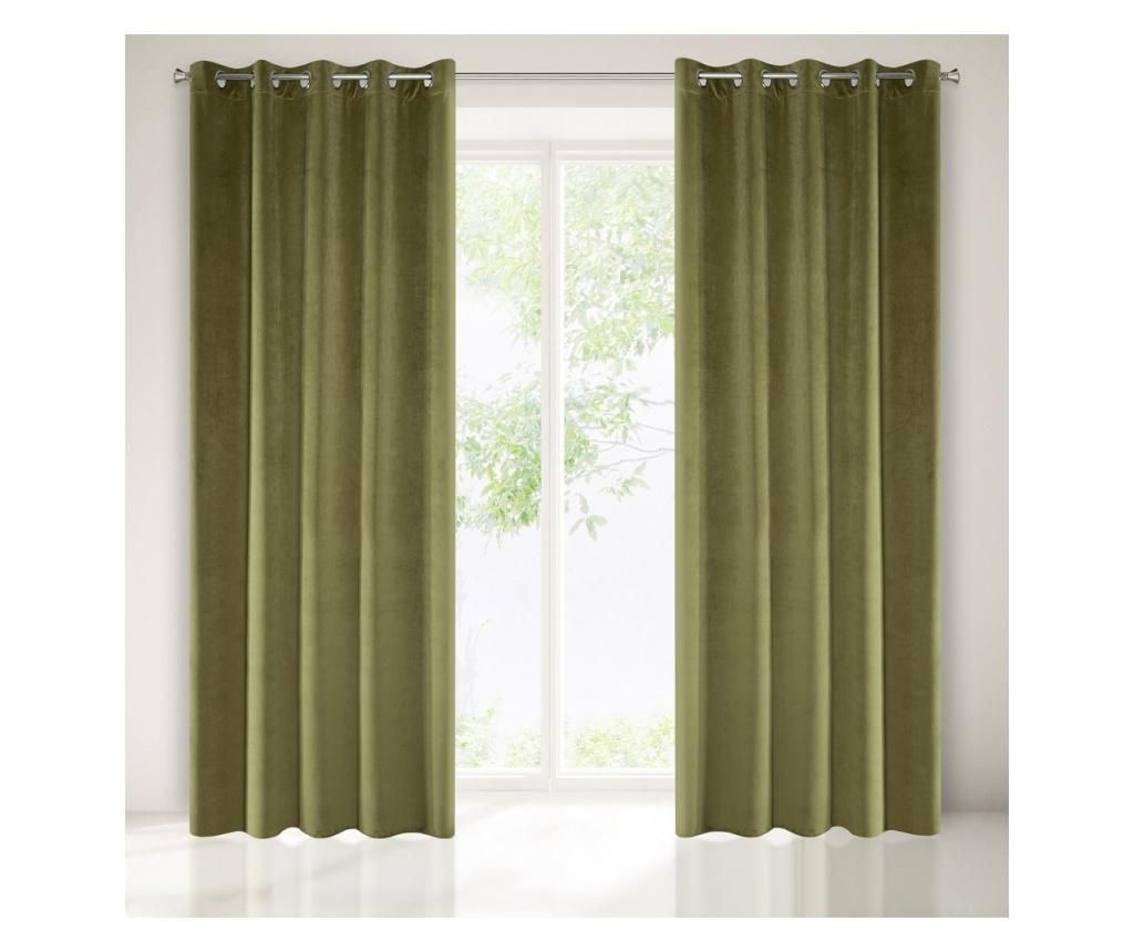 Draperie Ria Green Rings 140x250 cm - Eurofirany, Verde