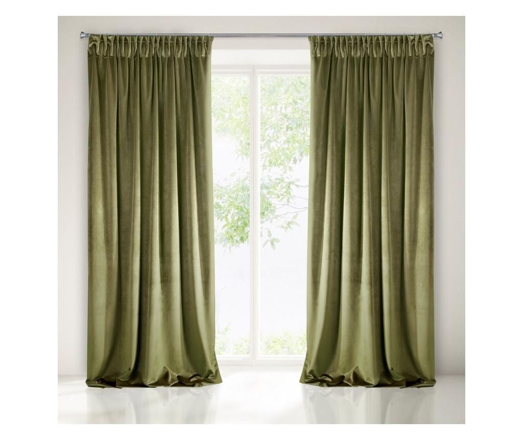 Draperie Eurofirany, Ria Green Tape, poliester, 140x270 cm - Eurofirany, Verde