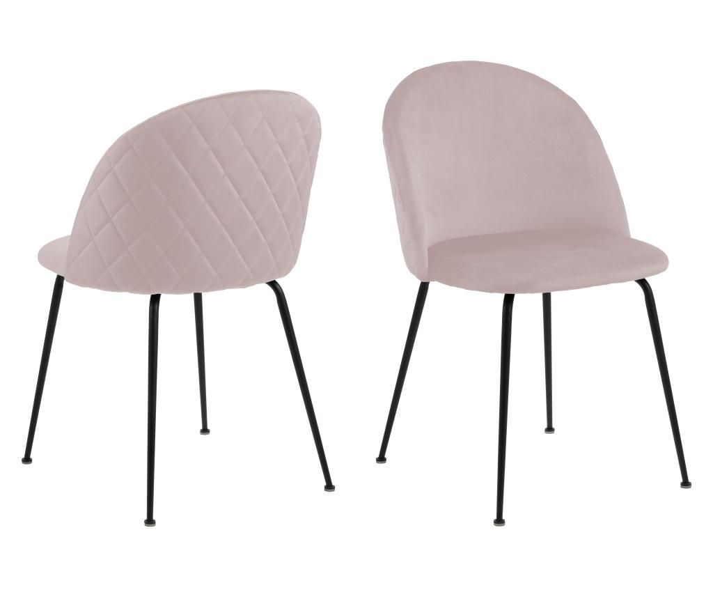 Set 2 scaune dining Actona, Louise Dusty Rose, roz prafuit, 54x50x81 cm - actona, Roz
