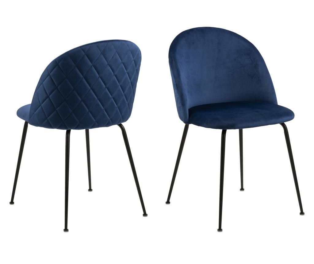 Set 2 scaune dining Actona, Louise Blue, 54x50x81 cm - actona, Albastru