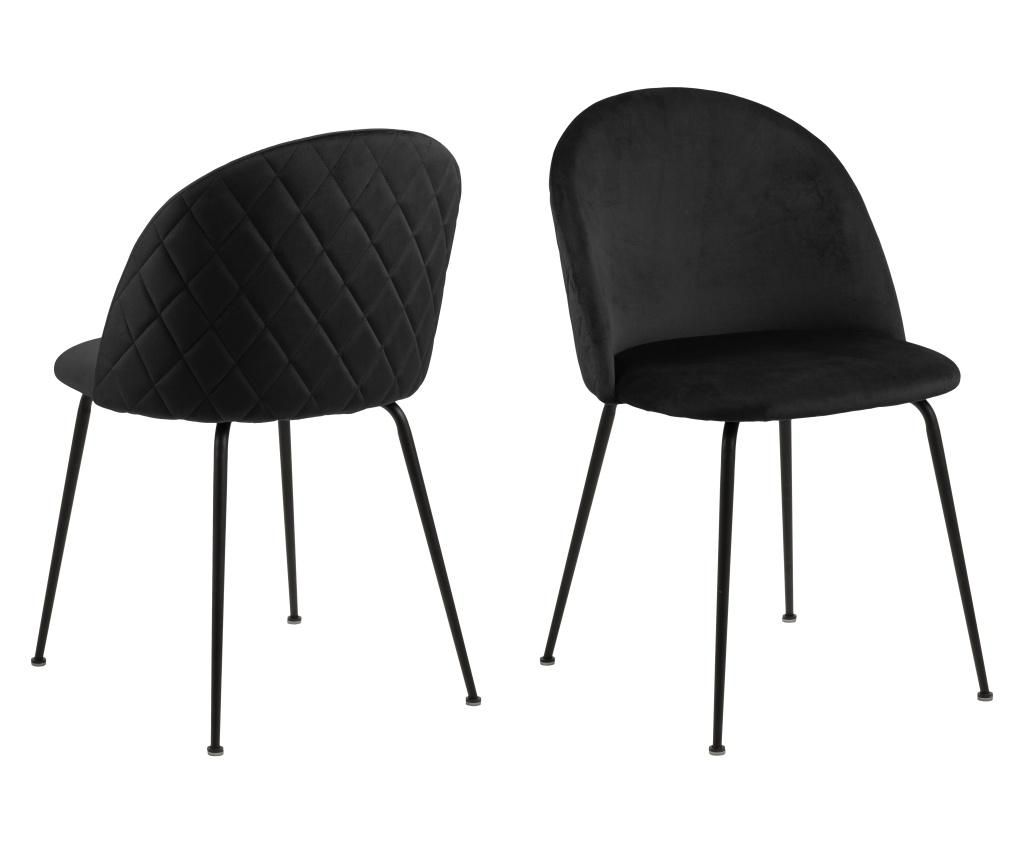 Set 2 scaune dining Actona, Louise Black, negru, 54x50x81 cm - actona, Negru