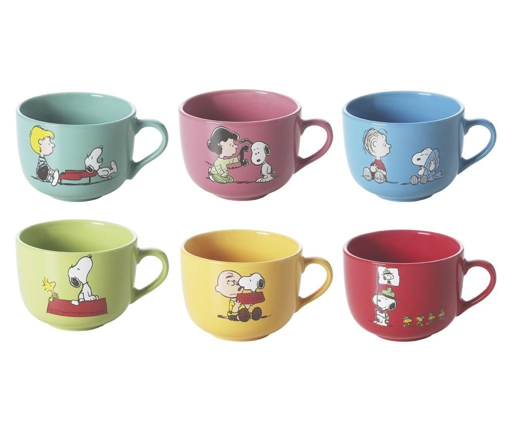 Set 6 cani Excelsa, Snoopy, ceramica, ⌀11 cm, 11x11x8 cm – Excelsa, Multicolor Excelsa