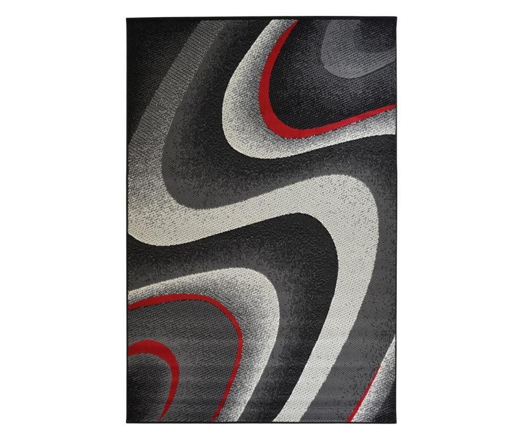 Covor Floorita, Moderno Onda Nero Rosso, 120x170 cm, polipropilena - Floorita, Negru