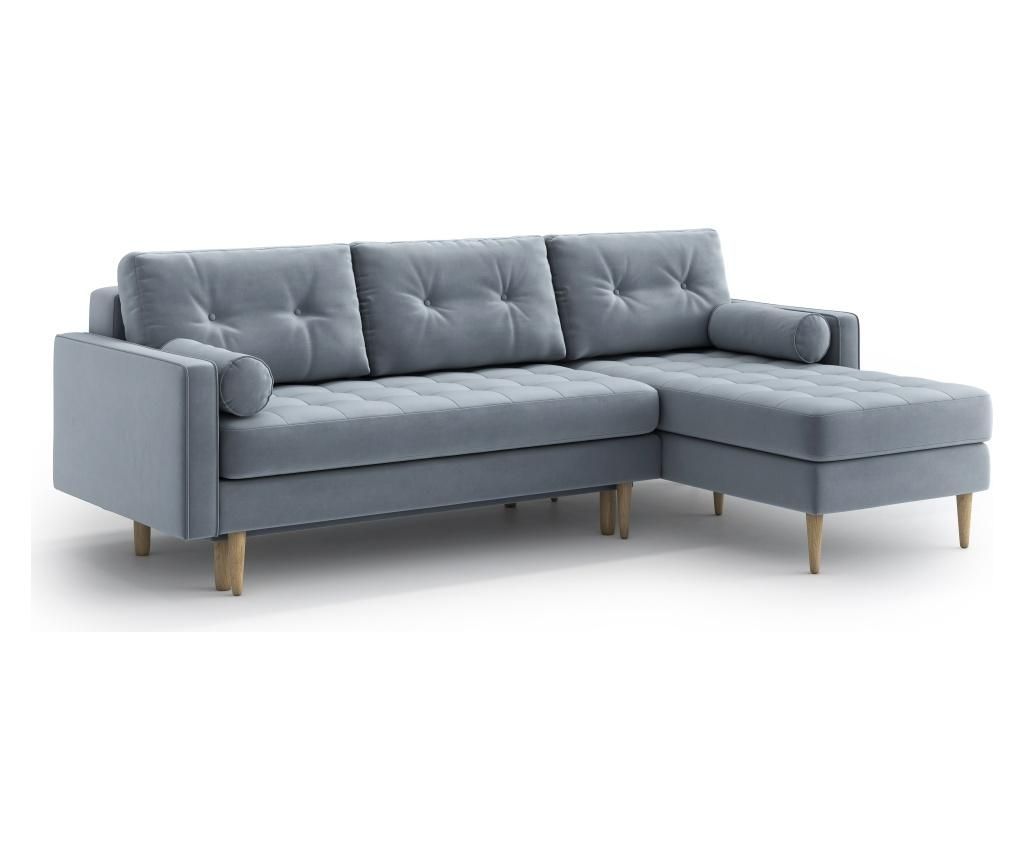 Coltar reversibil extensibil Esme II Ash - Optisofa, Gri & Argintiu