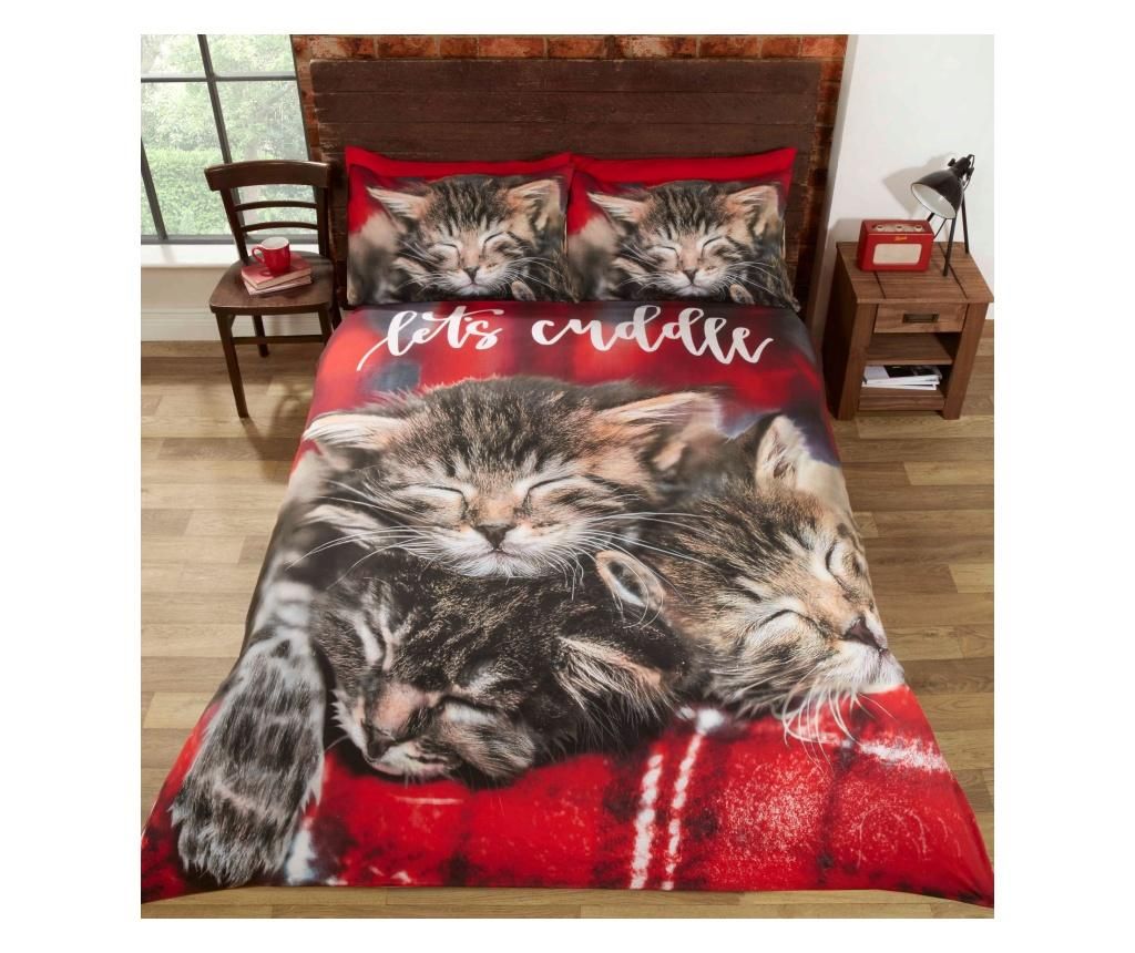 Set de pat Single Cuddle Cats - Rapport Home, Multicolor imagine