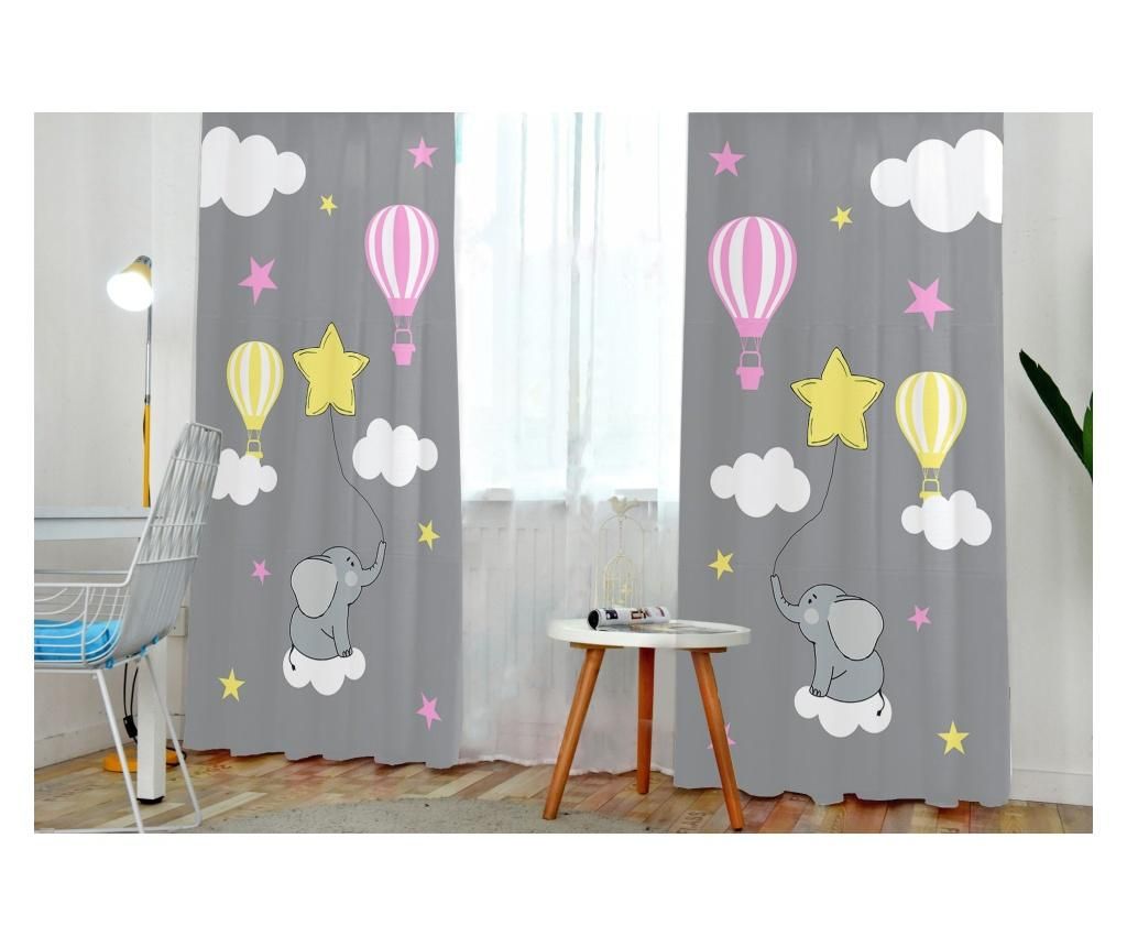 Draperie Flying Elephants with Stars 140x240 cm - JUNGLE, Multicolor