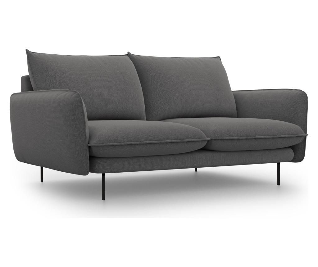 Canapea 2 locuri Cosmopolitan Design, Vienna Dark Grey, 160x92x95 cm - COSMOPOLITAN Design, Gri & Argintiu