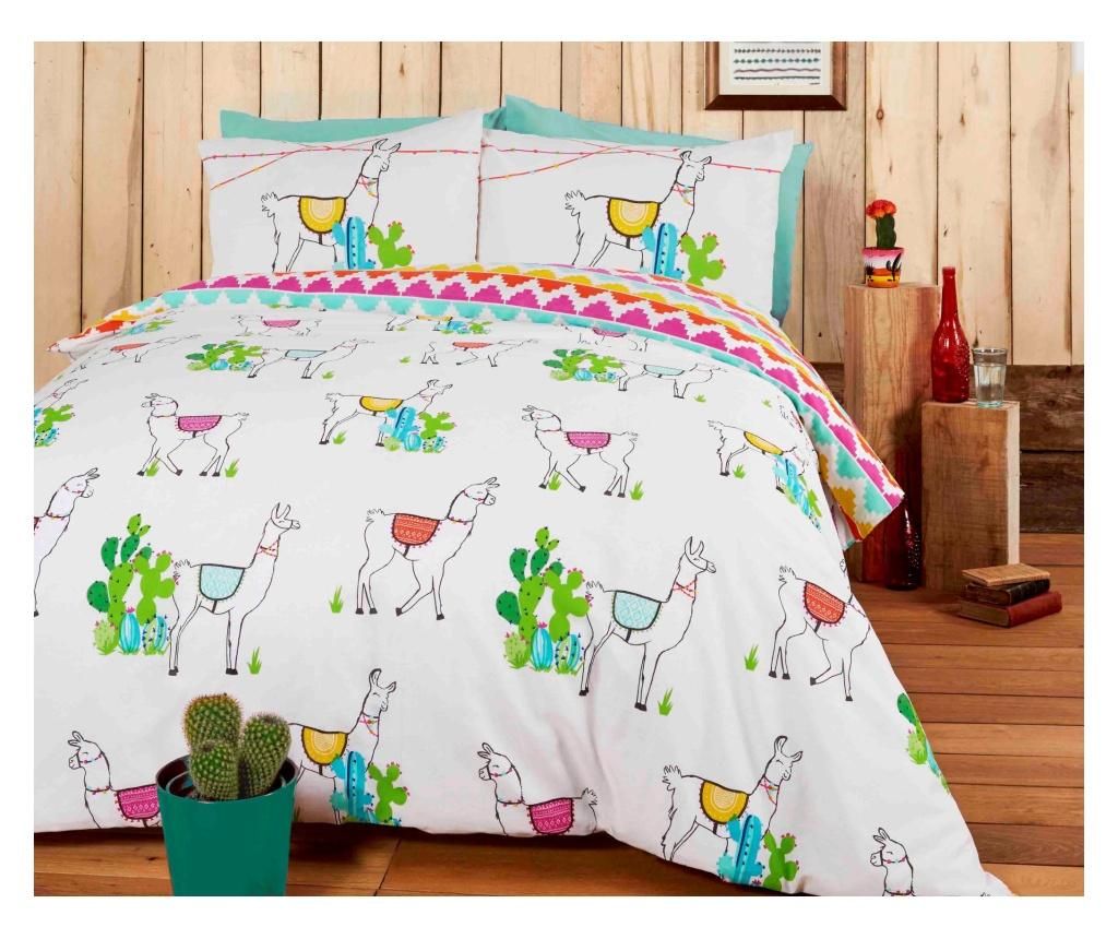 Set de pat reversibil Double Extra Happy Llamas - Rapport Home, Multicolor