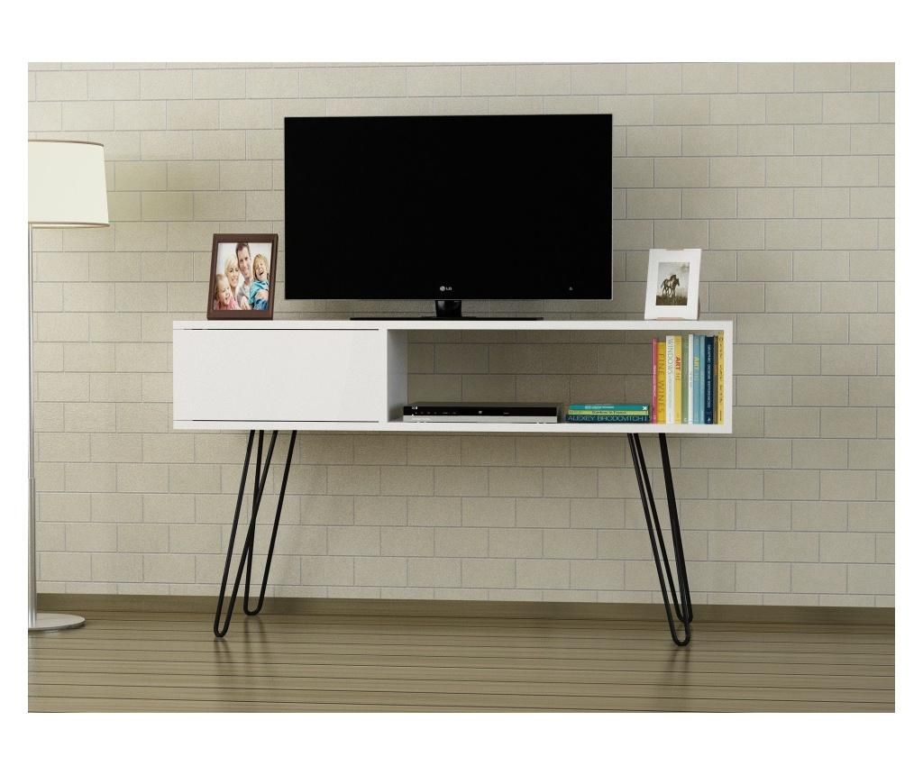 Comoda TV Furny Home, Lara, picioare din 100% MDF si metal laminat, 120x30x69 cm - Furny Home