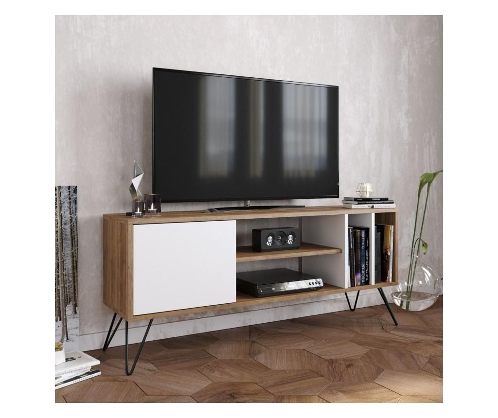 Comoda TV Zena Home, Mistico, picioare din 100% MDF si metal laminat, 140x58x36 cm - Zena Home