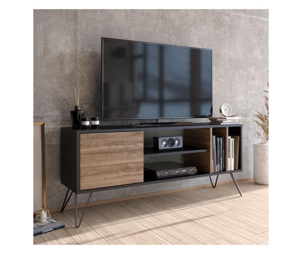 Comoda TV Zena Home, Mistico, picioare din 100% MDF si metal laminat, 140x58x36 cm - Zena Home