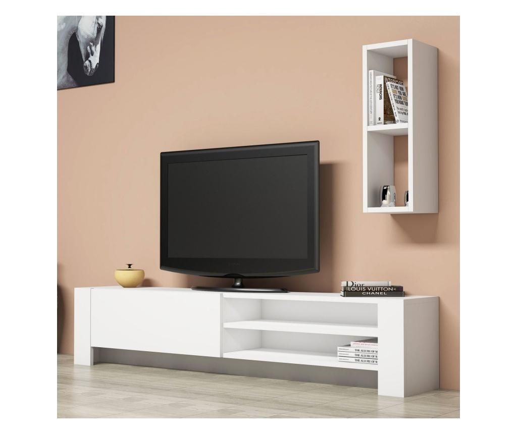 Set comoda TV si polita Puqa Design, Naz, PAL melaminat, 35x25x160 cm - Puqa Design
