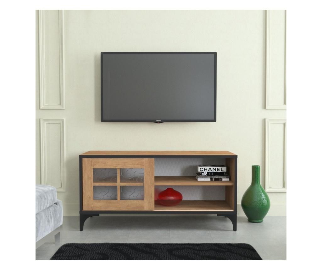 Comoda TV Comforty, Revival, picioare din 100% MDF si metal laminat, 54x42x100 cm - Comforty