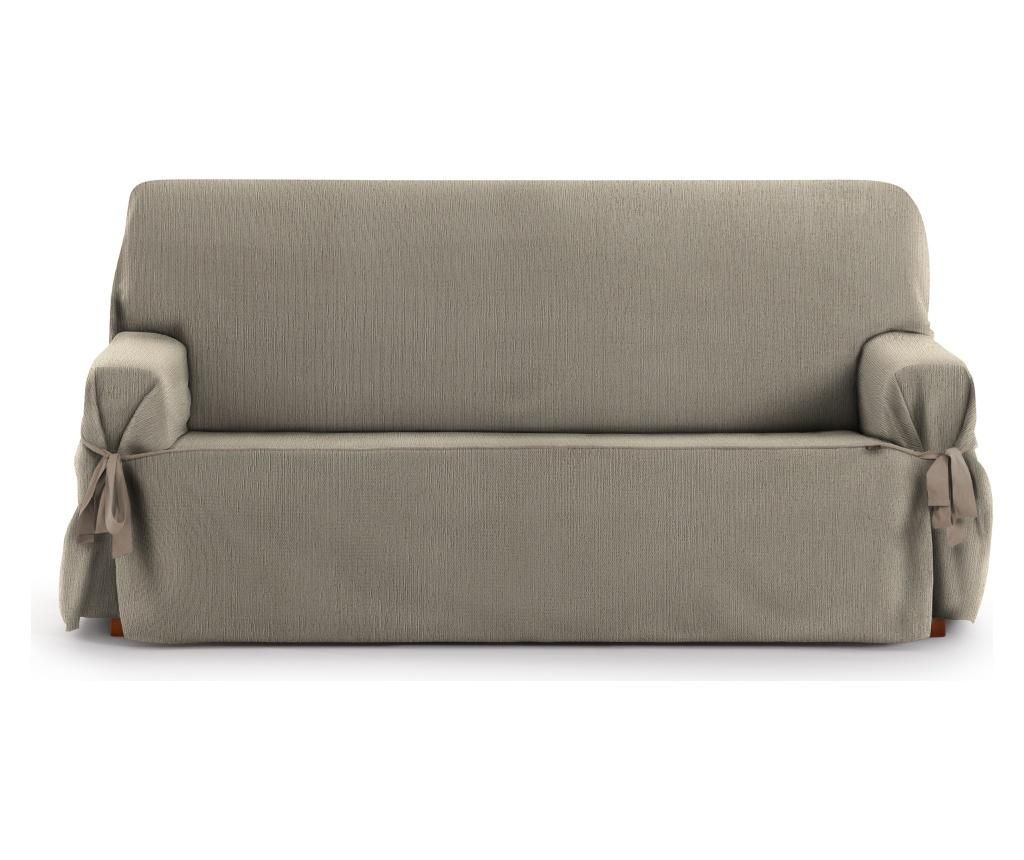 Husa ajustabila pentru canapea cu 3 locuri Chenille Ties Taupe 180x45x50 cm – Eysa, Maro Eysa