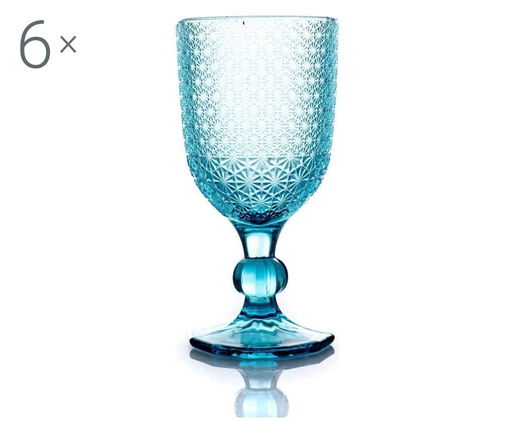Set 6 pahare Evviva, Norei Turquoise, sticla, turcoaz, 300 ml – Evviva, Albastru Evviva imagine 2022