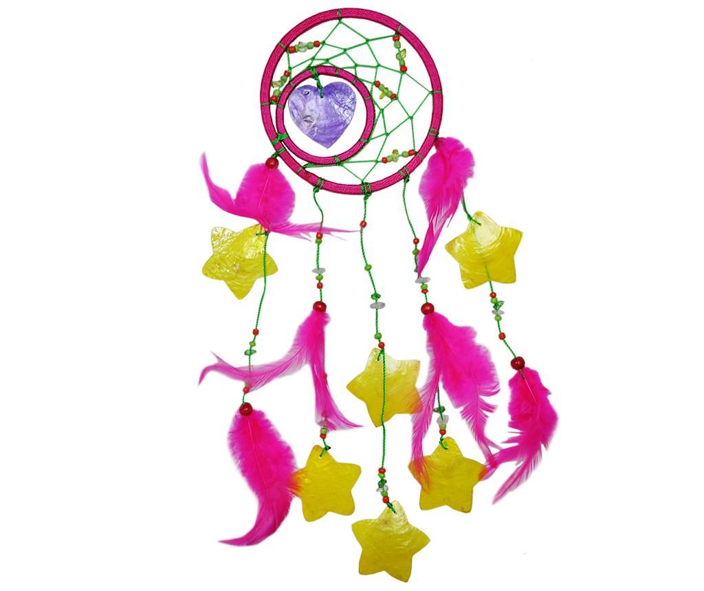 Decoratiune suspendabila Heart and Star Dreamcatcher Pink