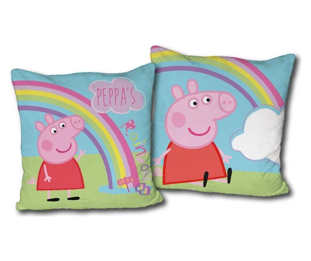 Perna decorativa Peppa Pig, Peppa Pig, poliester, 40×40 cm, multicolor – Peppa Pig, Multicolor Peppa Pig