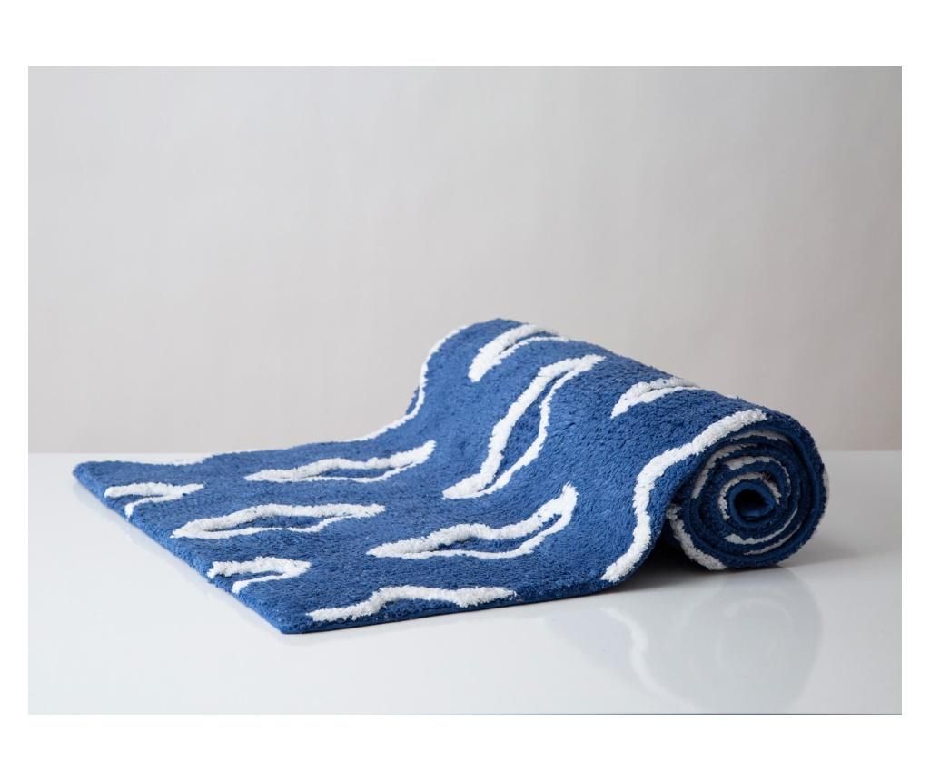 Covoras de baie Gaufre Royal Blue 50x150 cm - Irya, Albastru