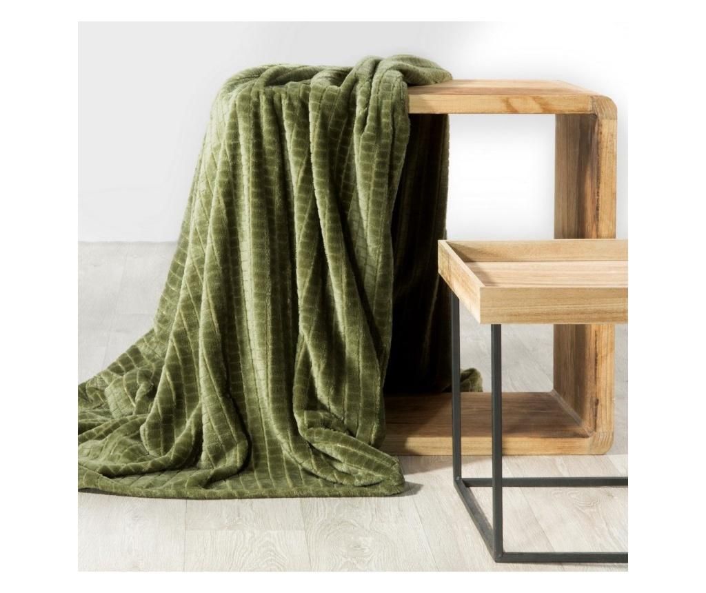 Patura Cindy2 Green 200x220 cm - Eurofirany, Verde, 100% poliester, densitate tesatura 250g/mp