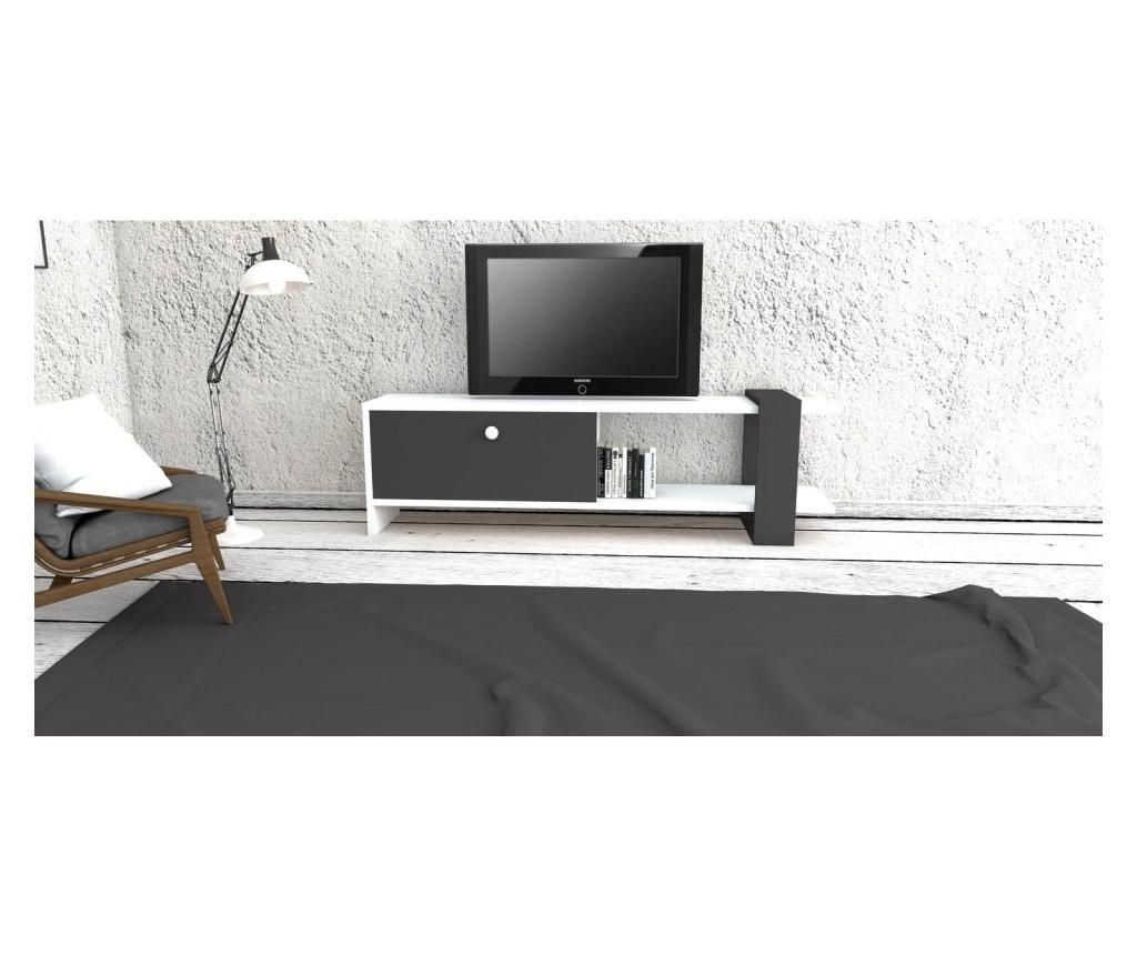 Comoda TV Puqa Design, Funda White And Grey, PAL melaminat, 120x37x25 cm - Puqa Design, Alb