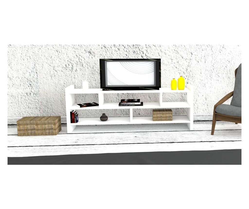 Comoda TV Puqa Design, Pera White, PAL melaminat, 120x55x28 cm - Puqa Design, Alb